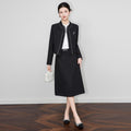 Long Sleeve round Neck Diamond Design Woolen Dress Two-Piece Set Fashionable Mini Skirt Length Women's Wear
