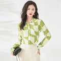 Women's Floral Shirt Regular Long Sleeve All-match Autumn Cleanfit Synthetic Material Short Sleeve Thin Non-deformable Ladies