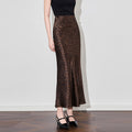 Skirts Women Summer Sexy Leopard Print High Waist Elastic Silky Skirt Ankle Length Forking Women's Clothing