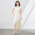 Dress for Women Summer Chinese Style Stand Up Neck Elegant Commuting A Line Long Dresses Clothing