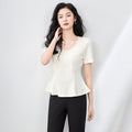 V-Neck T-Shirt Women's Sleeveless Slim Fit Pure Color Spring Summer Fashion Base Shirt Uneven Waist Inward Elegant Style