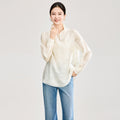 Women's Jacket Spring New Elegant Jacquard Tie Front Coat O-Neck Loose Asymmetric Placket Long Sleeve Tops