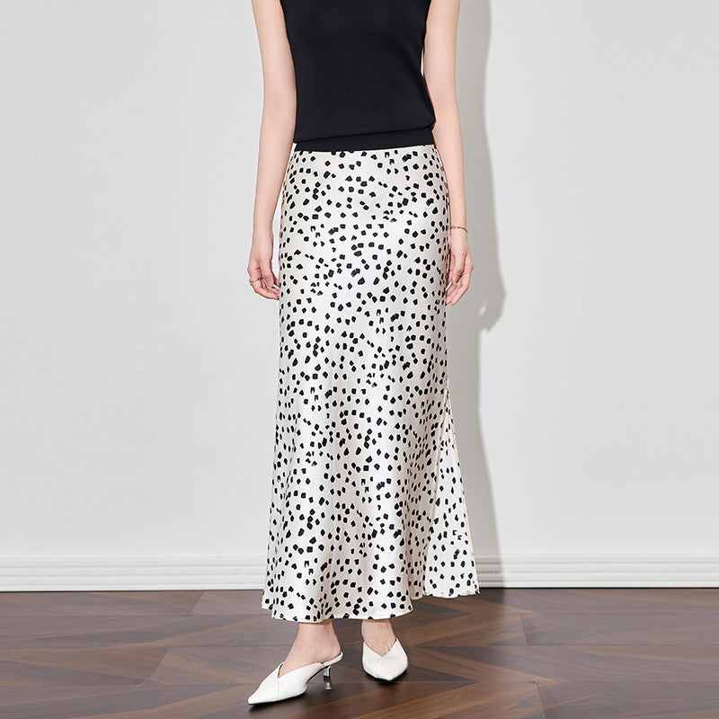 Casual Contrast Summer Long Skirt For Women See-Through High Waist Patchwork Loose Commute Clothes Female Maxi Skirt