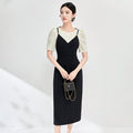 Sweet Style Butterfly Knot Square Collar Bodycon Short Sleeve Dress Hepburn Style Little Black Dress Evening Mini Dress