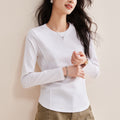 Spicy Girl V-Neck Long Sleeve Knitted Top Women's Spring Autumn Thin New Design Gray Base Shirt Fashionable Slim Fit T-Shirt