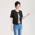 Summer Women's Short Sleeve Slim Fit Acetate Suit Jacket Thin Versatile Simple Design Quality Commute Style Top