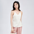 Spaghetti Strap Top Halter V Neck Basic White Cami Sleeveless Satin Silk Women Tank Tops