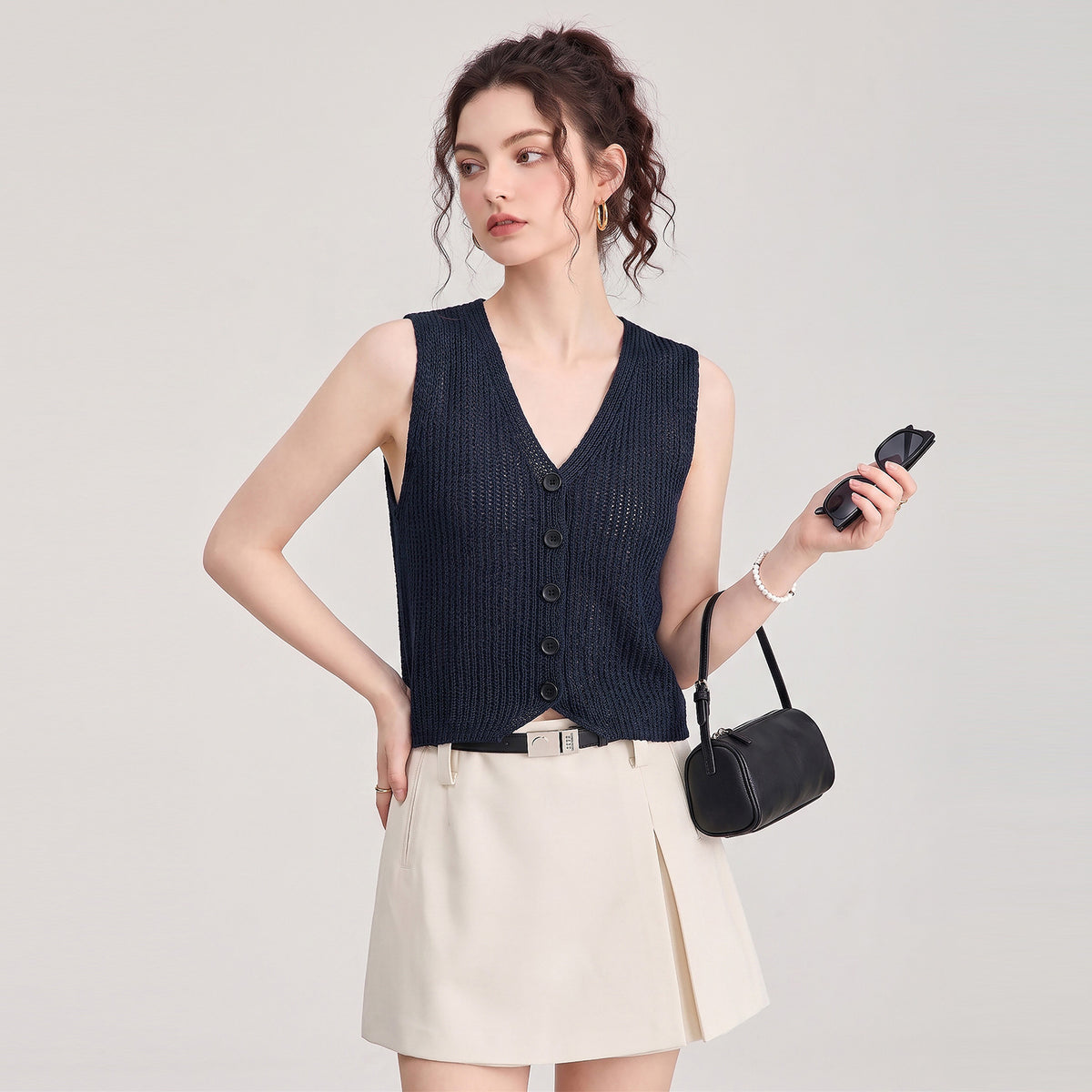 Elegant Short Knitted Vest Backless Design Sweet And Spicy Style Korean Fashion Breathable Casual Wear for Women Summer