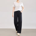 Acetate Satin Lightweight Loose Women's Casual Pants Summer High Waist Wide Leg Pants Artistic Retro Style Elegant