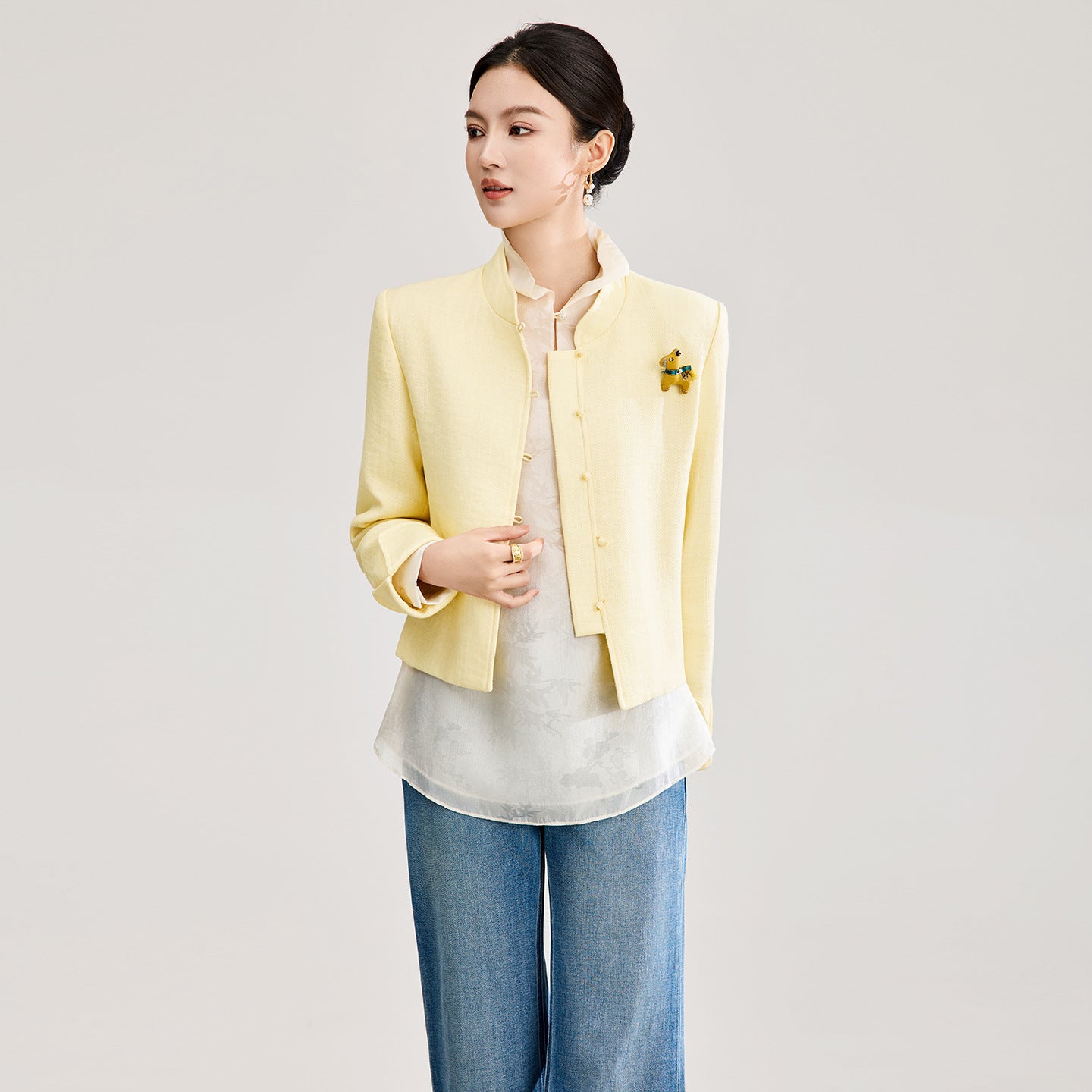 New Chinese Style Short Quilted Women's Jacket Hot Sale Of The Season Spring Fashion Color Block Versatile Elegant Personalit