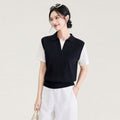 Style Short Sleeve Neck T-Shirt Women's New Knitted Patchwork Summer Design Sensation Color Block Top