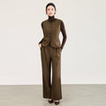 Summer New Pant 2PC Set for Women Vintage Sleeveless Button Cardigan Tops Street Casual Party Loose Pants Sets Femme
