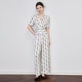 Striped Jumpsuits & Rompers for Women V Neck Short Sleeve High Waisted Elegant Female White and Black Casual Overalls