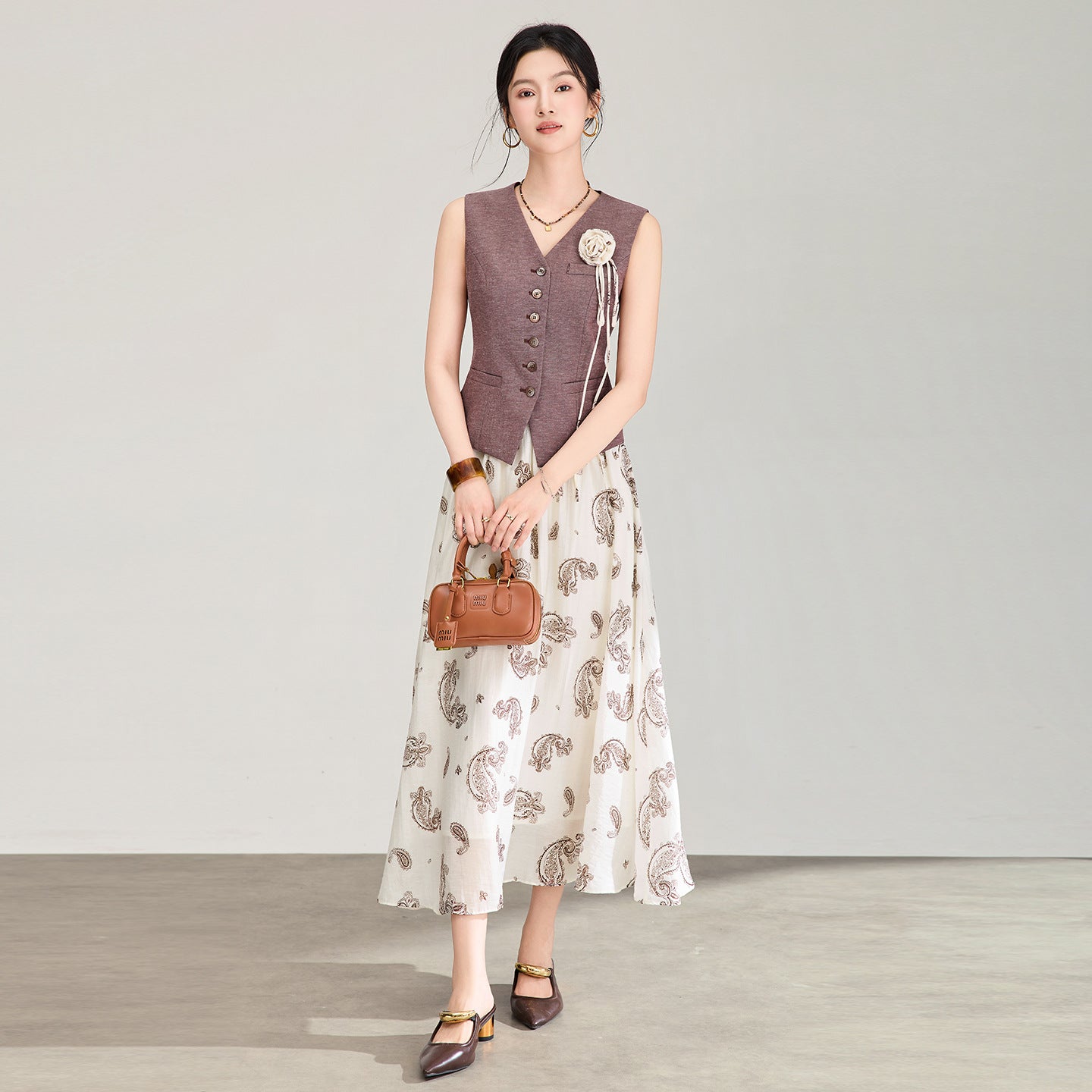 Classic Faionable Linen mat V-ne Elastic Waist Vest Comfortable Regular Length Single Button Closure Color