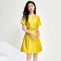 Mid Dress with Belt Woman New V Neck A Line Short Sleeve Office Lady Vestidos Summer Female African Dinner Robe