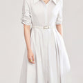 White Long Sve irt Dr Women's Simple Commute Spring Ele Long Dr Cotton Modal Fabric Workwear