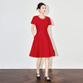 A-line Evening Dresses Tea-length O-neck Short Sleeve Prom Gown Fashion Crystal Simple Draped Casual Party Gown