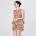 Party Wear Sequin Backless Vest And Short Skirt Set Women's Fashion Two-Piece Outfit Bright Colors Tie-Dye Elegant Style