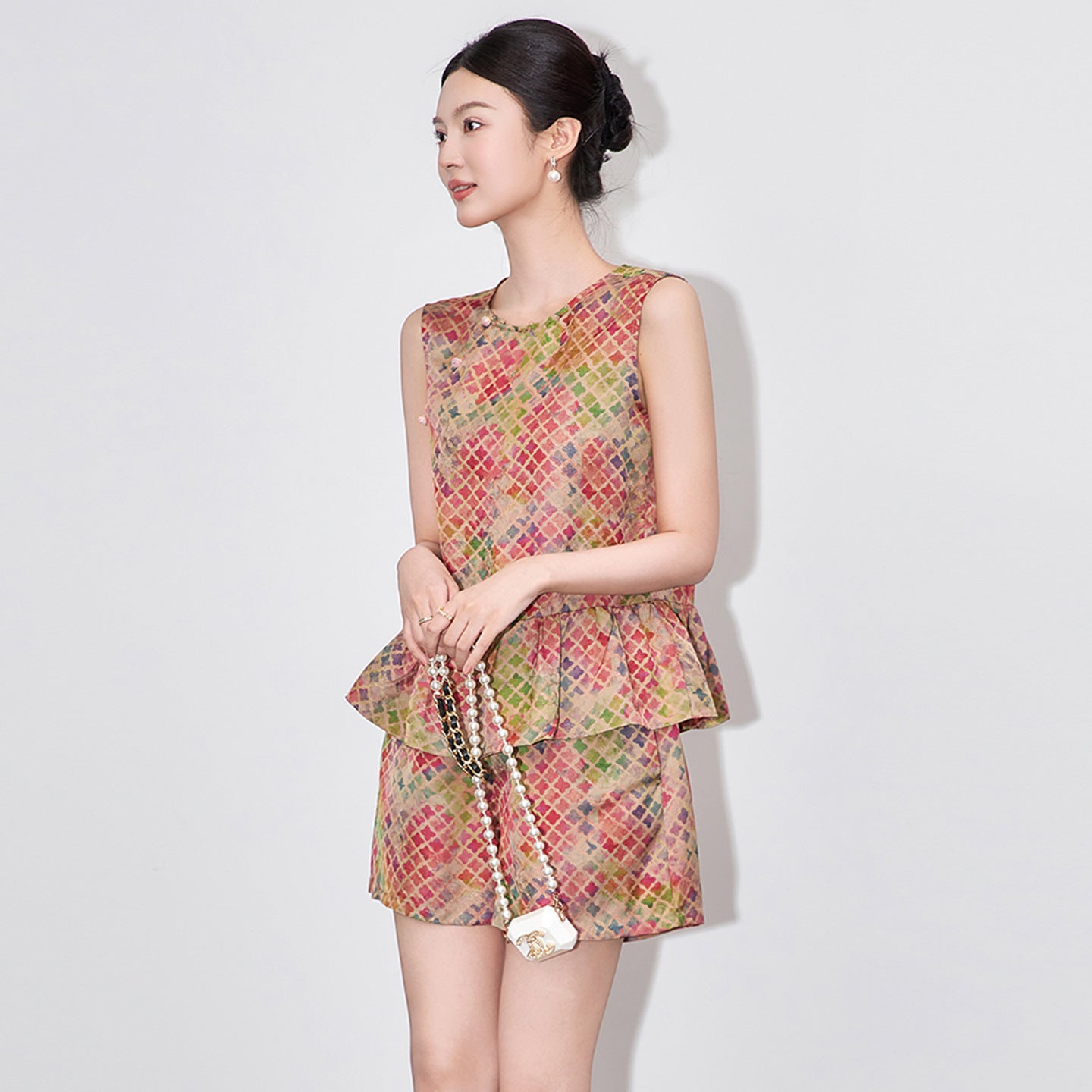 Party Wear Sequin Backless Vest And Short Skirt Set Women's Fashion Two-Piece Outfit Bright Colors Tie-Dye Elegant Style