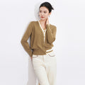 Soft Cashmere Open Cardigan V-Neck Knitted Loose Fit Autumn Winter Women's Sweater Fake Two-Piece Style Comfortable Casual Style