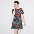 Women's Fashion Summer Short-Sleeve Dress Women's Abstract Floral Print Dress Casual Short-Sleeve Loose-Fit A-Line Dress