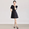 Elegant Short A- Line Skirt Dress Embossed Silk Imitation Viscose Heavy Drill Diamond Fashionable Luxury French Style Dress