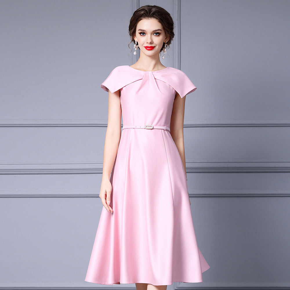 Elegant Plus Size Women's Dress Light Luxury High End Feel Pink Small Gown Summer New Fashion Beltless Sleeveless Design
