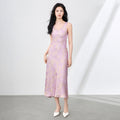 New Blue Bamboo Jacquard Slim Viscose Slip Dress Luxury Elegant Bodycon Maxi Dress Fashion Formal Gown