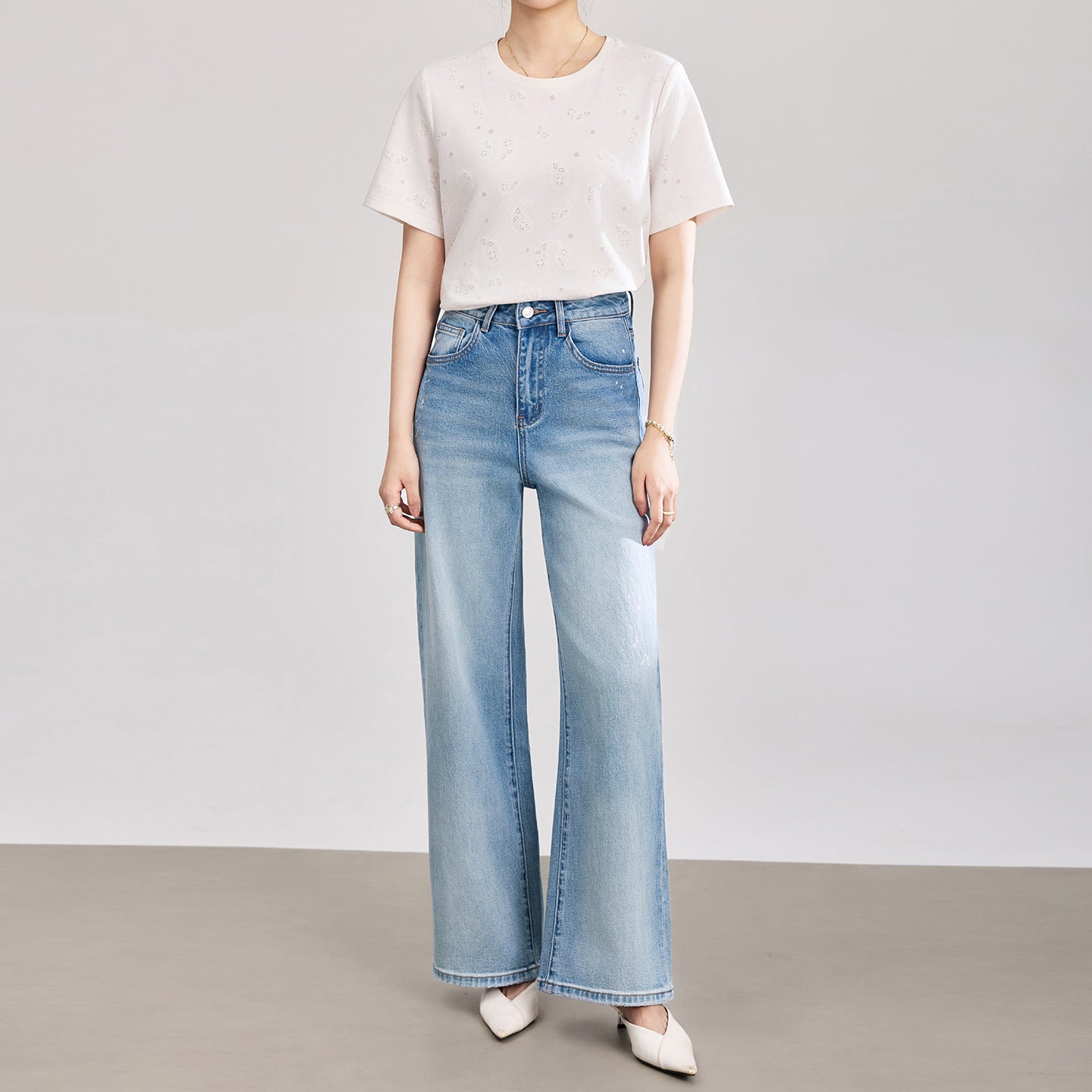 Women Jeans Pants Spring/Autumn and Winter New All-match Loose High-waist Straight-leg Cropped Trousers