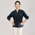 Autumn Niche Design Pleated V-neck Shirt Women's Autumn and Winter Top Waist Cinched Long Sleeved White Shirt