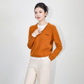 Women's Sweater Autumn Winter Knitted Pullovers V-neck Slim Solid Color Soft Knitwear Long Sleeve Tops