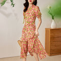 New Sexy Intellectual Ladies V-neck Pullovers Dresses Summer Temperament Slim A-line Skirt Short Sleeve Women's Clothing