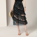 New Fashionable and Stylish Summer Dress with Heavy Embroidery Featuring A Slimming and Figure-hugging Mesh Fabric Two-piece Set