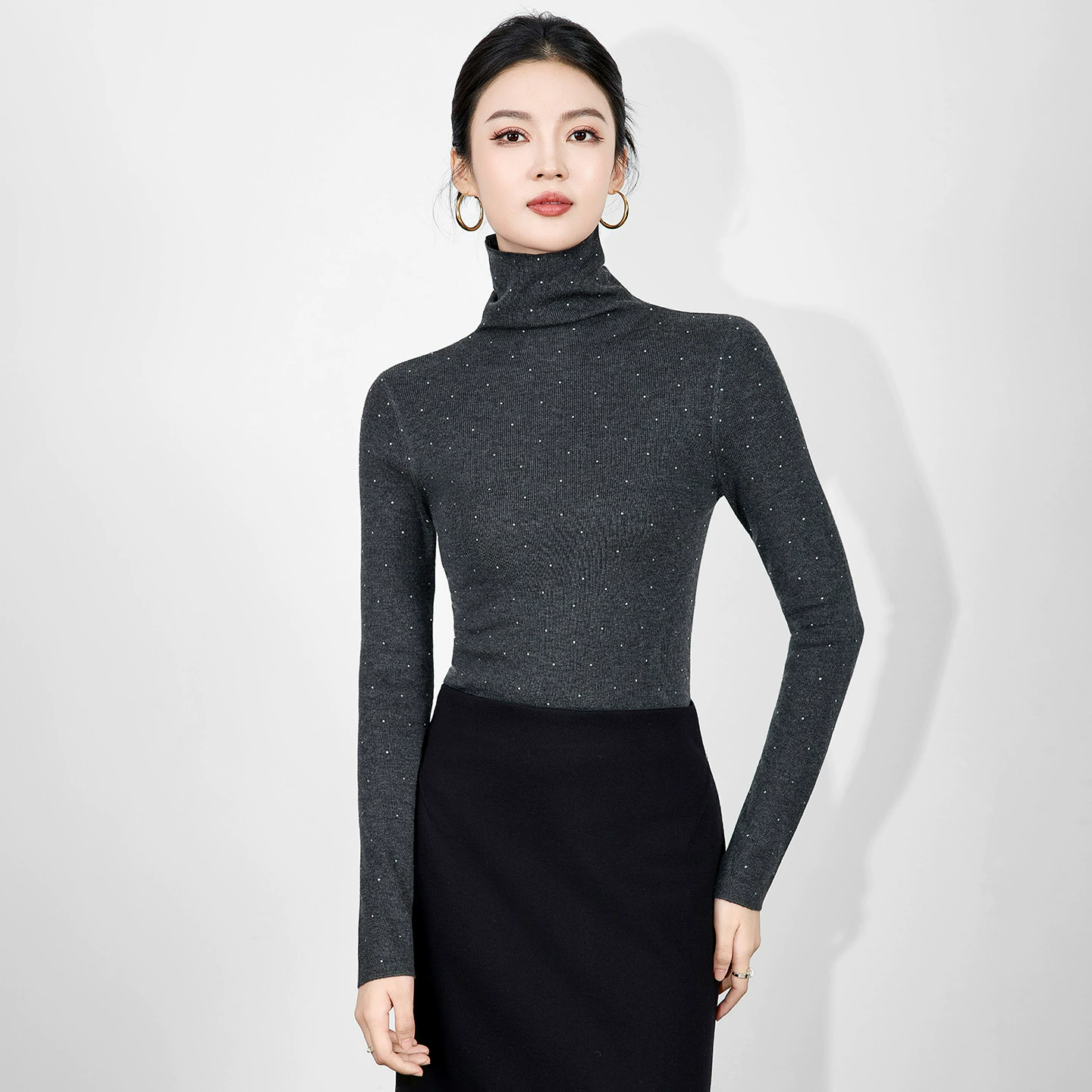 Women's Cashmere Knitwear High Collar Wool Base Shirt Warm Goat Cashmere Turtleneck Sweater Autumn Winter Inner Wear Solid Color