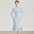 Elegant Fish Tail Dress with Shiny Thread Woven Light Ceremony Women's Spring New Style South Oil Polyester Blend Midi Dress