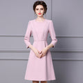 Elegant Pink Slimming Pearl Button Decorated Dress Shangsi Qiaren Style Spring New Arrival Women's Fashion Dress