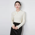 Spring New Style Versatile Slim Fit Stand Collar Shirt Women's Fashion Design Soft Silk Three Dimensional Effect Shoulder Bared