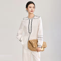 Fashion Embroidery Blouses Silk Shirts New Elegant Women Blouses Ladies Shirts Blusas Long Sleeve Shirts Causal Tops