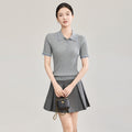 Classic Contrast Color Knitted Wool Blend Short Sleeve Top Dense Weave 12-16 Needle Summer Style Women's Casual Fashion