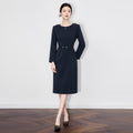 Elegant Mid-Length A-Line Dress Waist-Cinching Formal Evening Gown for Women Autumn Winter New Style South Oil High Quality