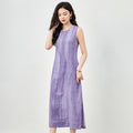 Summer New Women's Sleeveless Vest Dress Pure Color Cotton Linen Midi Skirt H-Shape U-Neckline 3D Effect A-Line Skirt