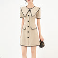 Design Sensation Light Luxury Color Collision Polo High-End Ice Silk Dress Fashion Waist Slim Short Skirt