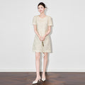 Summer New French Elegant Celebrity Evening Dresses Heavy Industry Jacquard Beads Short Sleeve Slim A-line Dress Women