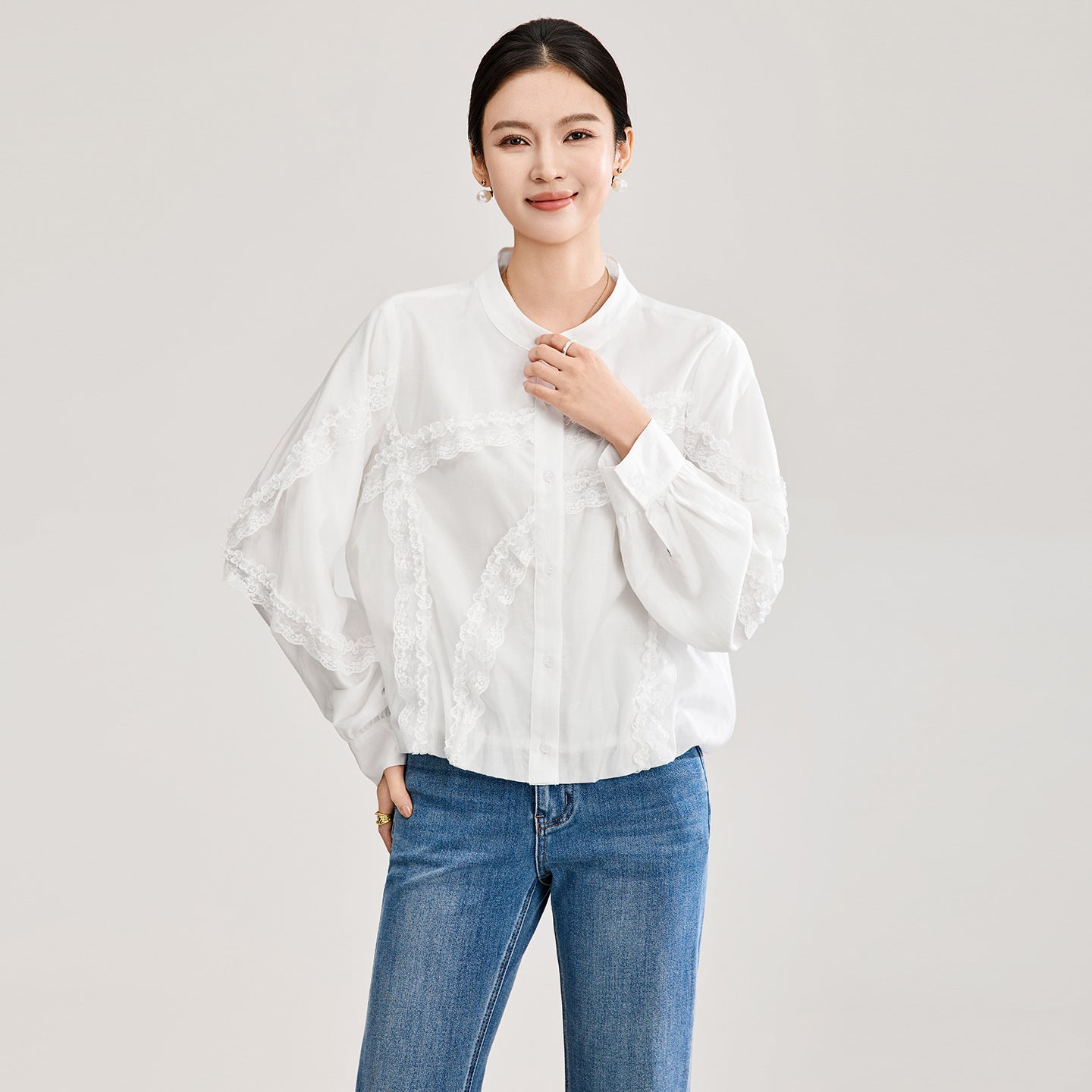 Romantic Atmosphere Long Sleeve Women's Shirt Embroidered Loose Top Breathable Comfortable French Style Daily Wear