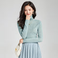 Women's Slim Fit Wool Sweater Half High Collar Knitted Top Inner Wear Autumn Winter Fashion Casual Commute Style Polyester Blend