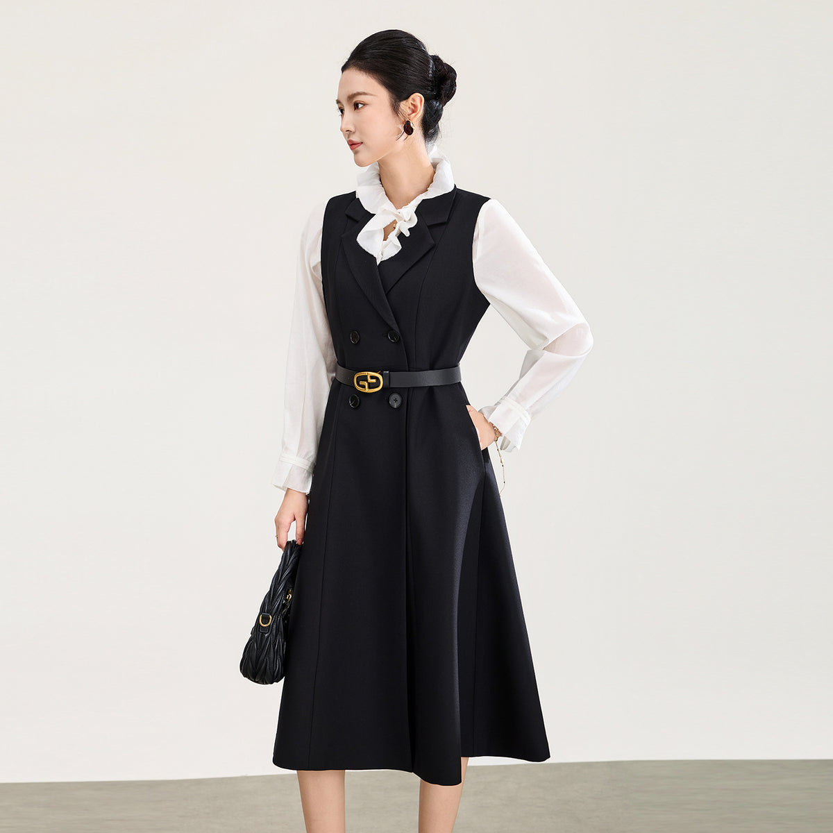 Women's Fake Two-Piece Dress Interview Teaching Qualification Postgraduate Examination Autumn New Style City Walk Skirt