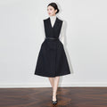 High Waist A- Line Dress Winter Fashion Elegant Short Coat Youthful Polyester Wool Blend Long Sleeve round Neck Dress