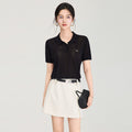 Summer New Women's Short Sleeve Collar Knitted 100% Cotton T-shirt Basic Women's Hooded Short Sleeve