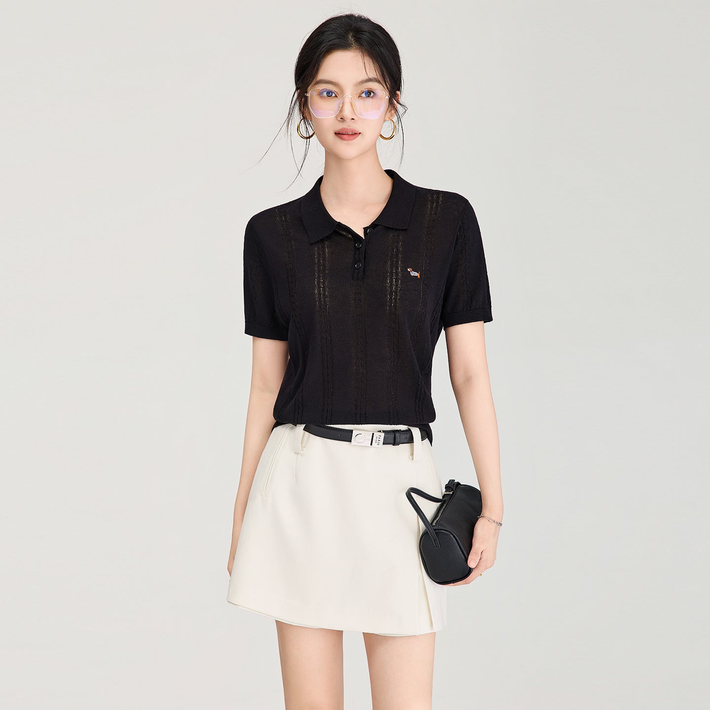 Summer New Women's Short Sleeve Collar Knitted 100% Cotton T-shirt Basic Women's Hooded Short Sleeve