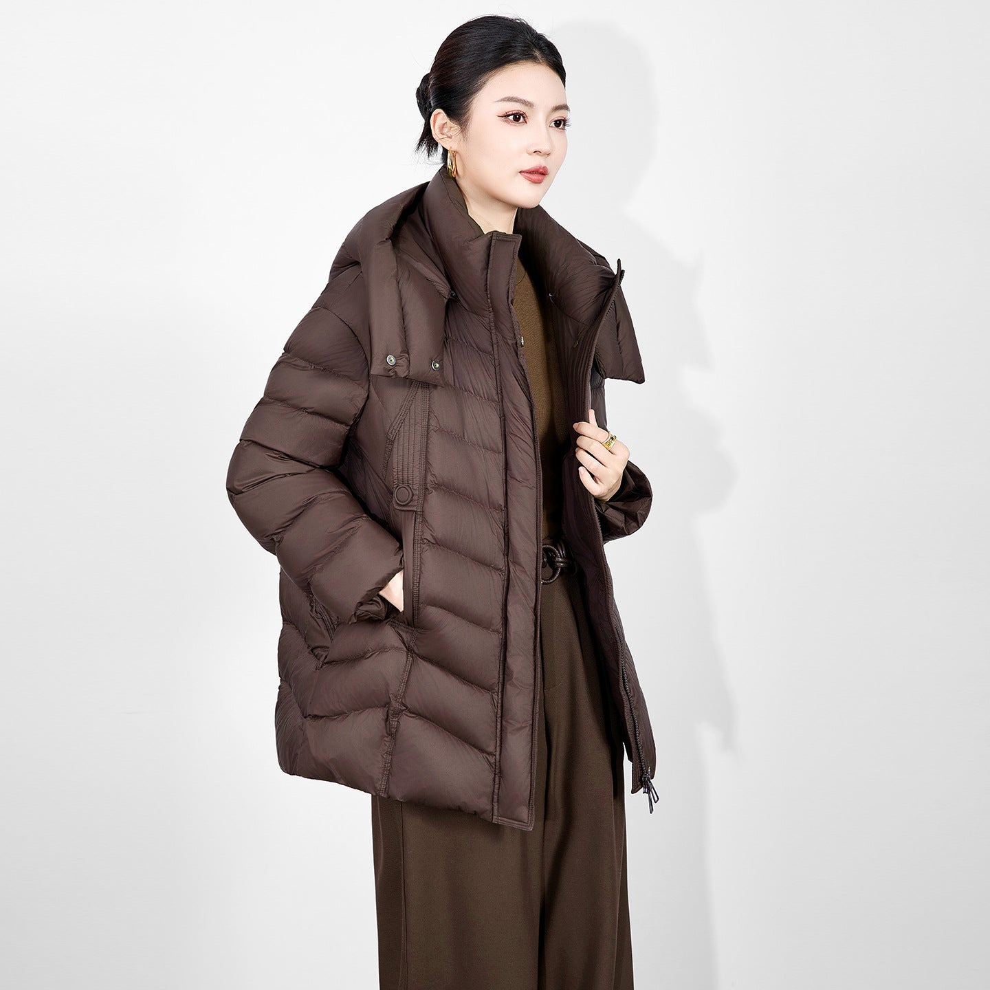 High Quality Detachable Hooded White Duck down Puffer Jacket Women's Winter New Style Thick Warm Coat Fluffy Outerwear